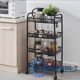 Metalowy regał mobliny łazienkowy z 4 półkami kółka czarny ModernHome ModernHome