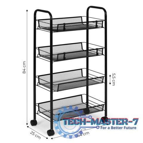 Metalowy regał mobliny łazienkowy z 4 półkami kółka czarny ModernHome ModernHome Metalowy regał mobliny łazienkowy z 4 półkami kółka czarny ModernHome ModernHome
