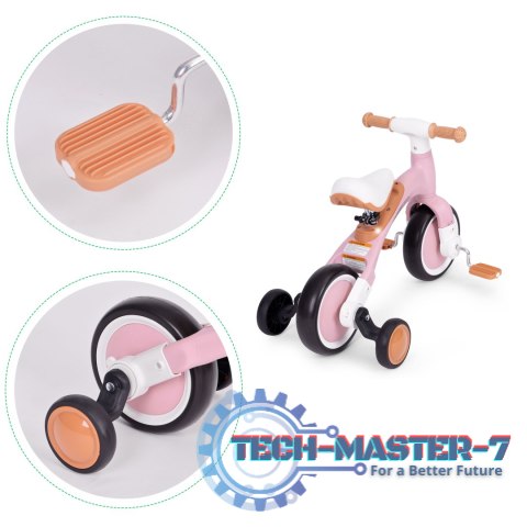 Rower rowerek biegowy z pedałami - treningowy kółka boczne 3W1 różowy ECOTOYS ECOTOYS Rower rowerek biegowy z pedałami - treningowy kółka boczne 3W1 różowy ECOTOYS ECOTOYS