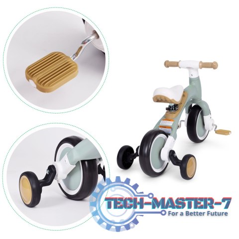 Rower rowerek biegowy z pedałami - treningowy kółka boczne 3W1 zielony ECOTOYS ECOTOYS Rower rowerek biegowy z pedałami - treningowy kółka boczne 3W1 zielony ECOTOYS ECOTOYS