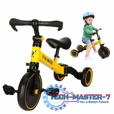 Rowerek Trike Fix Mini biegowy trójkołowy 3w1 z pedałami żółty Rowerek Trike Fix Mini biegowy trójkołowy 3w1 z pedałami żółty