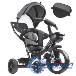 Rowerek trójkołowy Trike Fix Lite 3w1 z daszkiem obracany regulowany spacerówka prowadnik pasy szary