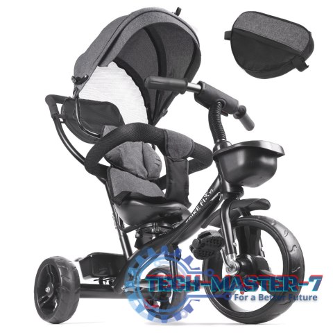 Rowerek trójkołowy Trike Fix Lite 3w1 z daszkiem obracany regulowany spacerówka prowadnik pasy szary Rowerek trójkołowy Trike Fix Lite 3w1 z daszkiem obracany regulowany spacerówka prowadnik pasy szary