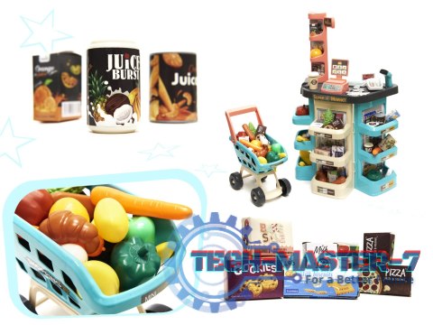 Supermarket sklep kasa fiskalna + wózek miętowy Supermarket sklep kasa fiskalna + wózek miętowy