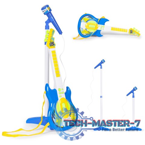 Zestaw gitara elektryczna mikrofon statyw dla dzieci MP3 - niebieska MULTISTORE