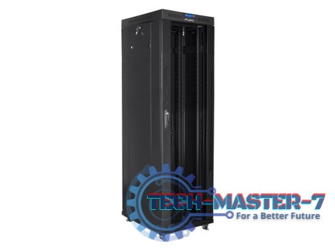 SZAFA INSTALACYJNA RACK STOJĄCA 19" 42U 600X800 CZARNA DRZWI SZKLANE LCD LANBERG (FLAT PACK)