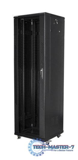 Szafa jednosekcyjna, zamykana na zamek Lanberg FF01-6642-12B (42U; 19''; 2050mm / 600mm / 600 mm; stojąca; Pełne, Szklane; 800 k