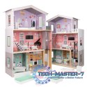 Domek dla lalek drewniany mebelki pastelowy 117cm