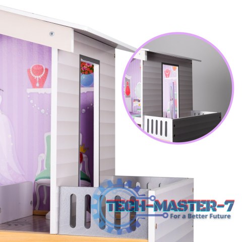 Domek dla lalek drewniany mebelki pastelowy 117cm Domek dla lalek drewniany mebelki pastelowy 117cm