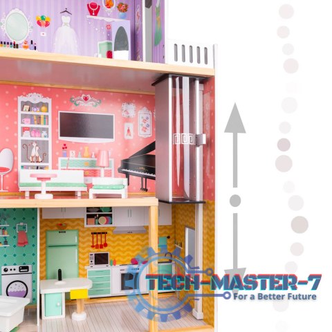 Domek dla lalek drewniany mebelki pastelowy 117cm Domek dla lalek drewniany mebelki pastelowy 117cm