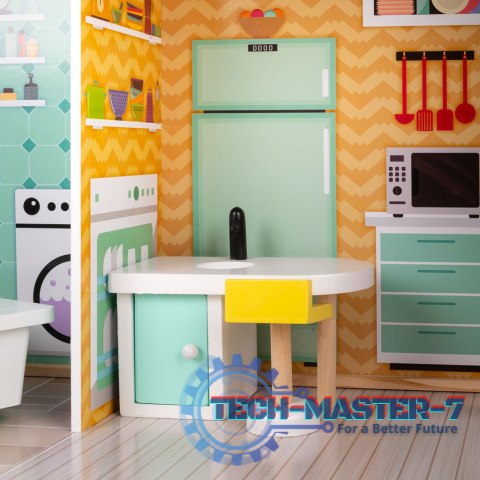 Domek dla lalek drewniany mebelki pastelowy 117cm Domek dla lalek drewniany mebelki pastelowy 117cm