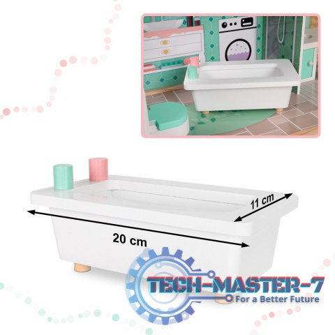 Domek dla lalek drewniany mebelki pastelowy 117cm Domek dla lalek drewniany mebelki pastelowy 117cm