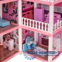 Domek dla lalek willa różowa DIY 4 poziomy mebelki 61cm