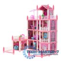 Domek dla lalek willa różowa DIY 4 poziomy mebelki 61cm