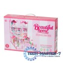 Domek dla lalek willa różowa DIY 4 poziomy mebelki 61cm