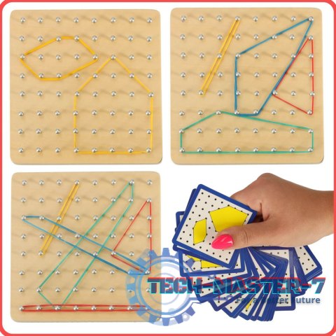 Geoboard geoplan drewniana układanka tworzenie kształtów z gumek Geoboard geoplan drewniana układanka tworzenie kształtów z gumek