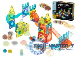 Klocki magnetyczne marble tor kulkowy świecący 75 elementów