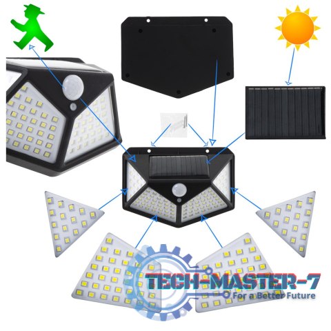Lampa solarna czujnik ruchu i zmierzchu 100 LED Lampa solarna czujnik ruchu i zmierzchu 100 LED