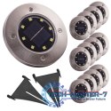 Lampy ogrodowe solarne najazdowe gruntowe czujnik zmierzchu wbijane świecący dysk 8LED 12szt. zimny biały