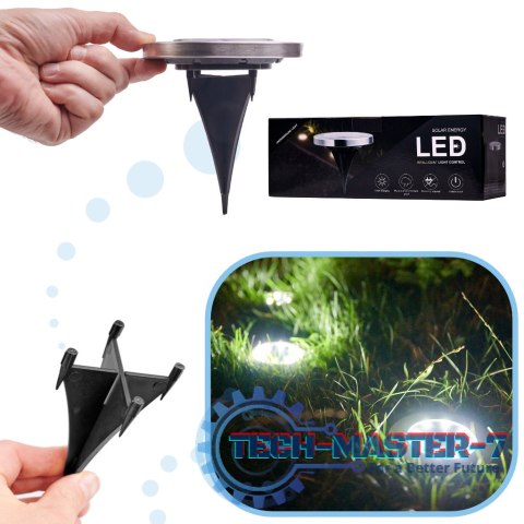 Lampy ogrodowe solarne najazdowe gruntowe czujnik zmierzchu wbijane świecący dysk 8LED 12szt. zimny biały Lampy ogrodowe solarne najazdowe gruntowe czujnik zmierzchu wbijane świecący dysk 8LED 12szt. zimny biały