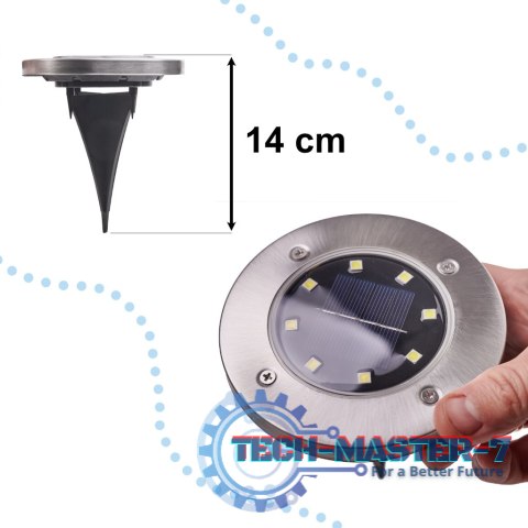 Lampy ogrodowe solarne najazdowe gruntowe czujnik zmierzchu wbijane świecący dysk 8LED 12szt. zimny biały Lampy ogrodowe solarne najazdowe gruntowe czujnik zmierzchu wbijane świecący dysk 8LED 12szt. zimny biały