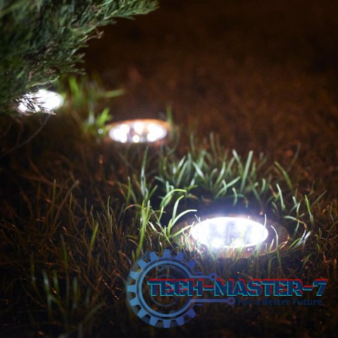 Lampy ogrodowe solarne najazdowe gruntowe czujnik zmierzchu wbijane świecący dysk 8LED 12szt. zimny biały Lampy ogrodowe solarne najazdowe gruntowe czujnik zmierzchu wbijane świecący dysk 8LED 12szt. zimny biały