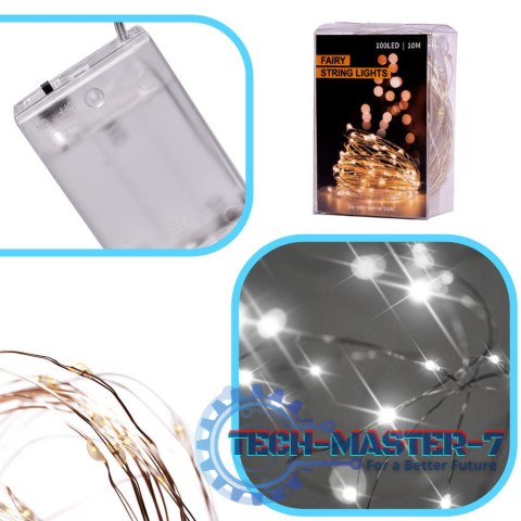 Lampki LED druciki dekoracyjne świąteczne choinkowe 5m 50LED zimny biały Lampki LED druciki dekoracyjne świąteczne choinkowe 5m 50LED zimny biały