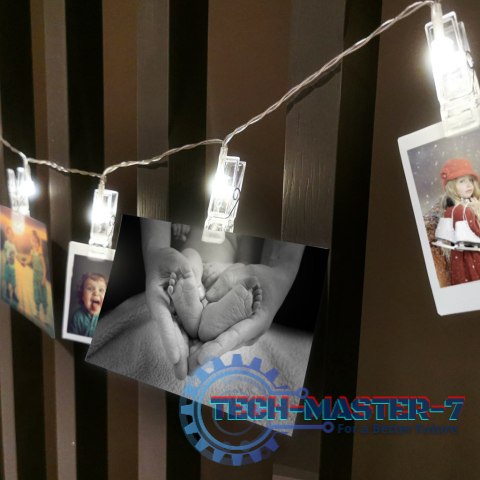 Lampki LED klamerki klipsy spinacze na zdjęcia 1,5m 10LED ciepły biały na baterie Lampki LED klamerki klipsy spinacze na zdjęcia 1,5m 10LED ciepły biały na baterie
