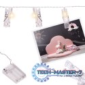 Lampki LED klamerki klipsy spinacze na zdjęcia 1,5m 10LED ciepły biały na baterie