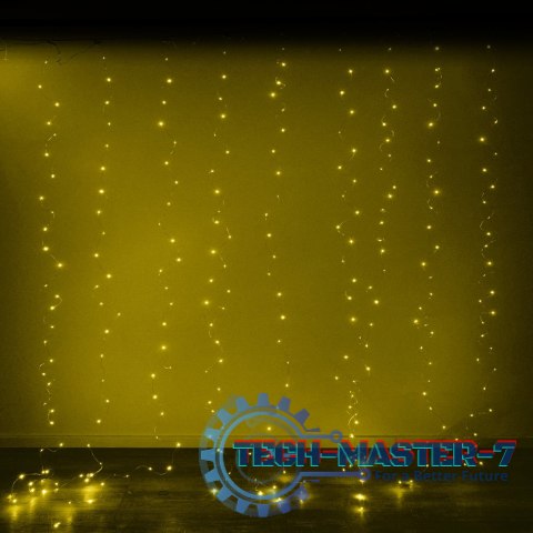 Lampki LED kurtyna girlanda druciki świąteczne choinkowe 3x3m 300LED ciepły biały pilot USB Lampki LED kurtyna girlanda druciki świąteczne choinkowe 3x3m 300LED ciepły biały pilot USB