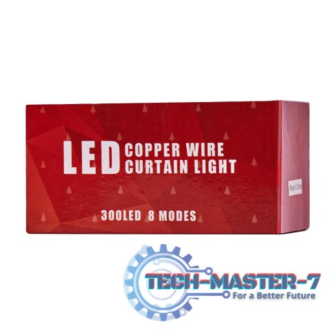 Lampki LED kurtyna girlanda druciki świąteczne choinkowe 3x3m 300LED ciepły biały pilot USB Lampki LED kurtyna girlanda druciki świąteczne choinkowe 3x3m 300LED ciepły biały pilot USB