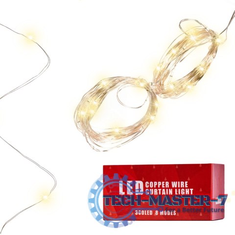Lampki LED kurtyna girlanda druciki świąteczne choinkowe 3x3m 300LED ciepły biały pilot USB Lampki LED kurtyna girlanda druciki świąteczne choinkowe 3x3m 300LED ciepły biały pilot USB