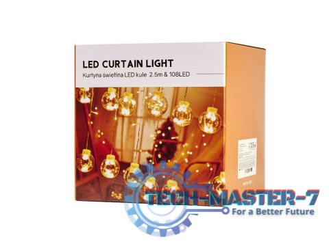 Lampki LED kurtyna kule wiszące świąteczne choinkowe 3m 108LED ciepły biały Lampki LED kurtyna kule wiszące świąteczne choinkowe 3m 108LED ciepły biały