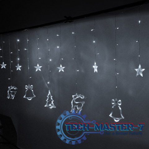 Lampki LED kurtyna renifer 2,5m 138LED świąteczne choinkowe zimny biały ze złączem Lampki LED kurtyna renifer 2,5m 138LED świąteczne choinkowe zimny biały ze złączem