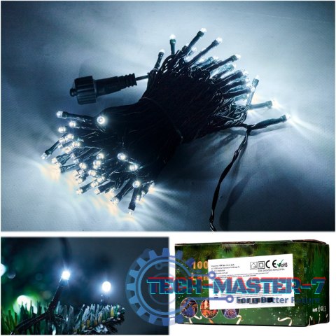 Lampki LED łańcuch świetlny świąteczne choinkowe 10m 100LED zimny biały 8 trybów świecenia Lampki LED łańcuch świetlny świąteczne choinkowe 10m 100LED zimny biały 8 trybów świecenia