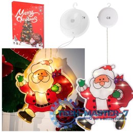 Lampki LED wisząca ozdoba dekoracja okna świąteczna przyssawka Mikołaj z prezentami