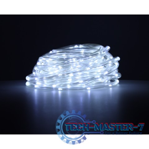 Lampki LED zewnętrzne wąż świetlny sznur na balkon świąteczne choinkowe 10m 100LED zimny biały 8 trybów świecenia Lampki LED zewnętrzne wąż świetlny sznur na balkon świąteczne choinkowe 10m 100LED zimny biały 8 trybów świecenia