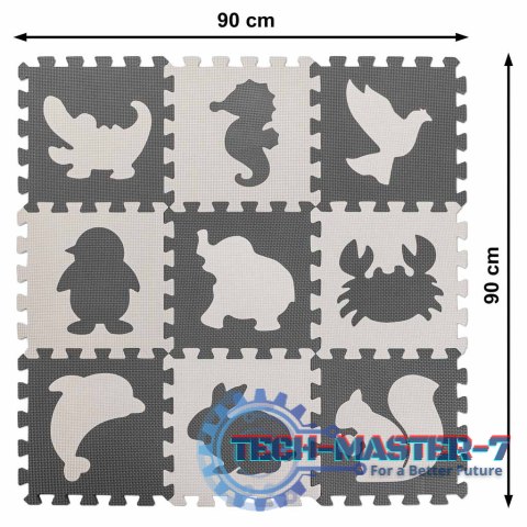 Mata edukacyjna dla dzieci piankowa puzzle szara 85 x 85 cm 9 elementów Mata edukacyjna dla dzieci piankowa puzzle szara 85 x 85 cm 9 elementów