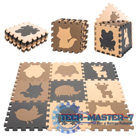 Mata edukacyjna piankowa puzzle beż 85 x 85 cm 9 elementów Mata edukacyjna piankowa puzzle beż 85 x 85 cm 9 elementów