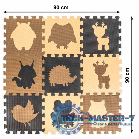 Mata edukacyjna piankowa puzzle beż 85 x 85 cm 9 elementów Mata edukacyjna piankowa puzzle beż 85 x 85 cm 9 elementów