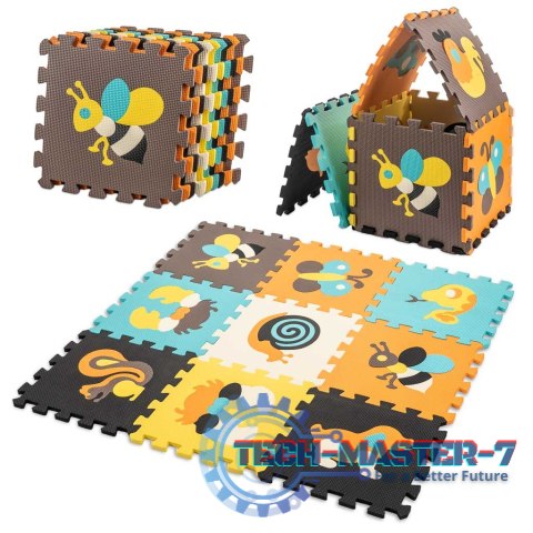 Mata edukacyjna piankowa puzzle zwierzątka kolorowa 85 x 85 cm 9 elementów