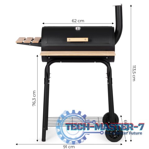 Duży grill ogrodowy z termometrem komin 3 półki koła MultiGarden MultiGarden Duży grill ogrodowy z termometrem komin 3 półki koła MultiGarden MultiGarden