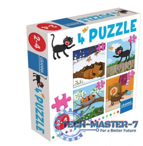 Puzzle z kotem 4 ,6,9,12 elementów GRANNA Puzzle z kotem 4 ,6,9,12 elementów GRANNA