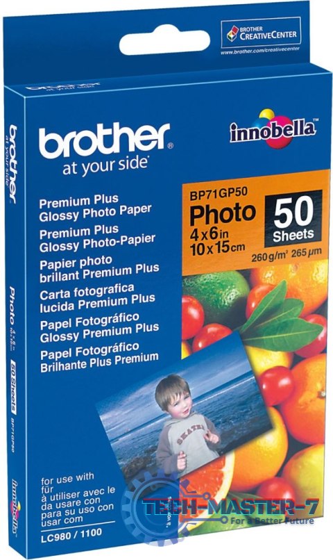 Papier BROTHER Innobella 260g 10 x 15 cm Błyszczący BP71GP50 Papier BROTHER Innobella 260g 10 x 15 cm Błyszczący BP71GP50