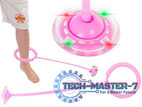 Hula hop na nogę skakanka skipper piłka świecąca migająca LED różowa