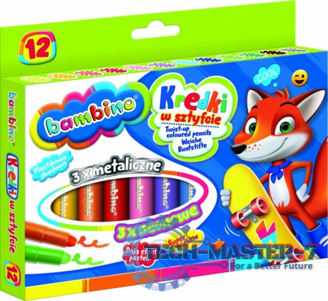 Kredki w sztyfcie wykręcane Bambino 12 kolorów