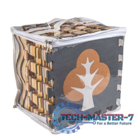 Mata edukacyjna piankowa puzzle brązowa 143 x 143 cm 36 elementów
