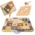 Mata edukacyjna piankowa puzzle brązowa 143 x 143 cm 36 elementów