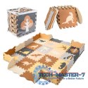 Mata edukacyjna piankowa puzzle brązowa 143 x 143 cm 36 elementów