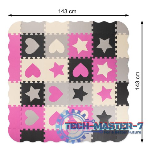 Mata edukacyjna piankowa puzzle różowa 143 x 143 cm 36 elementów Mata edukacyjna piankowa puzzle różowa 143 x 143 cm 36 elementów